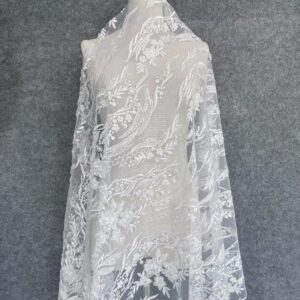 Tulle / Mesh fabric embroidery lace blonde textile 3D textile Cholita Wedding fabrics Bead tube