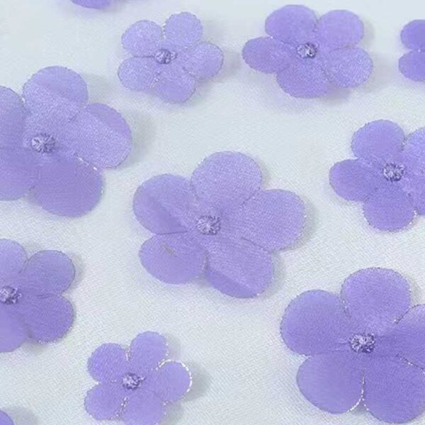 Tulle / Mesh fabric embroidery digital flower daisy 3D image