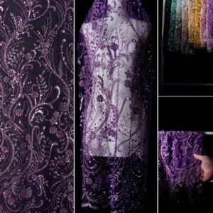 Tulle / Mesh fabric embroidery Sequis Glitter 3D textile Cholita Highend ethnic embroidery gold powder