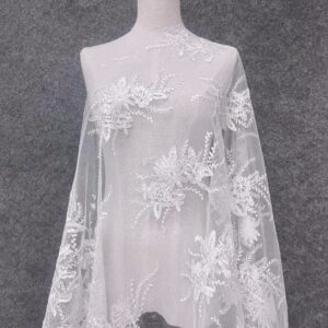 Mesh embroidery fabrics Polyester mesh embroidery Double-sided lace flowers Fashion Dresses Skirt accessories Sequined sequin dresses