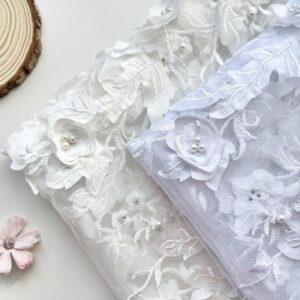 Laser embroidery fabrics Multicolor embroidery Full embroidery Wedding dress lace Dress 3D nail flowers Beaded lace Lace fabric