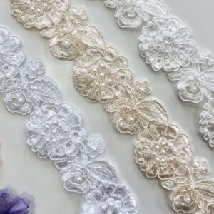 3D chiffon flower beaded appliques Beaded mesh Flower lace embroidery appliques DIY accessories Patch appliques Label appliques