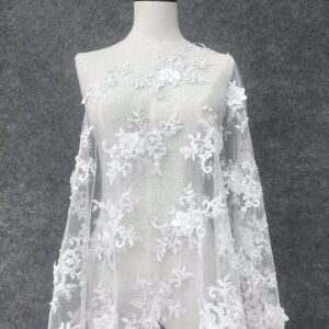 Lace mesh Double symmetrical lace Fashionable women's clothing Embroidered lace fabric Tulle lace Wedding dress accessories Big wave flower