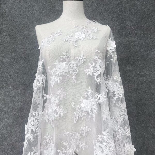 Lace mesh Double symmetrical lace Fashionable women's clothing Embroidered lace fabric Tulle lace Wedding dress accessories Big wave flower