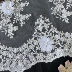 3D flower embroidery Fashionable and high-end Formal dresses Wedding dresses Lace full-length fabrics Sequin embroidery Computer embroidery full-length lace