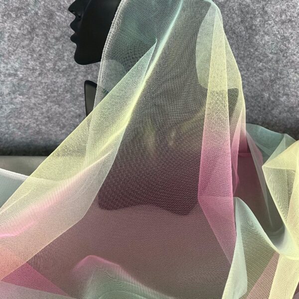 Gradient polyester American mesh Tutu Wedding dress Rainbow tulle Tulle fashion fabric Hexagonal mesh rainbow gradient mesh