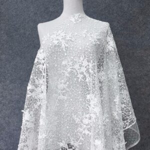 Flat embroidery sequins Computer embroidery Polyester random mesh embroidery Random pattern pearlescent polyester mesh Embroidered lace Wedding dress Dress fabrics Accessories