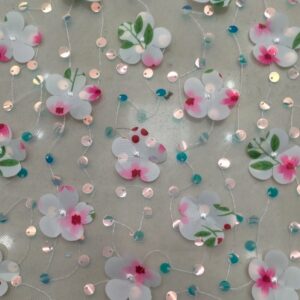 Tulle laser printing Applique sequin embroidery Lace fabric Wedding dress Children's wear Skirt Dress fabric Crystal embroidery Printed flowers