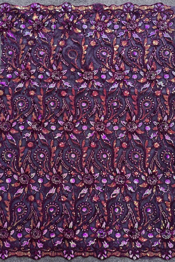 Embroidered Corded Metallic Flowers Fabric