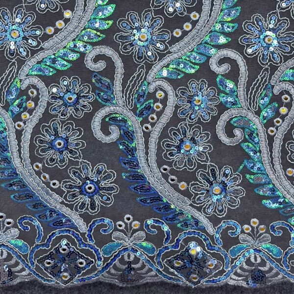 Metallic Sequin Floral Embroidered Tulle