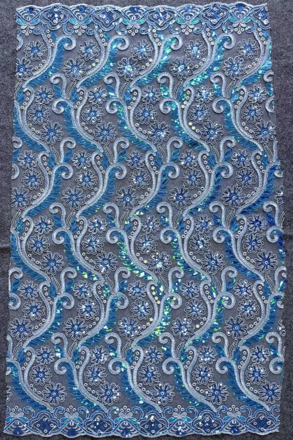 Metallic Sequin Floral Embroidered Tulle