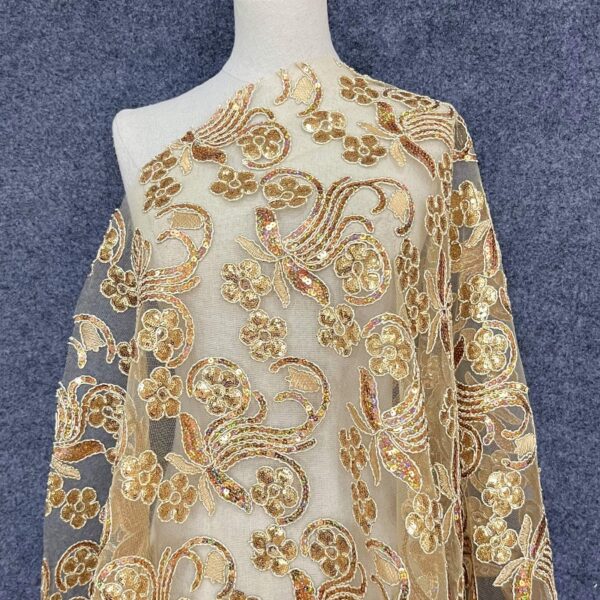 Gold Sequin Lace Fabric