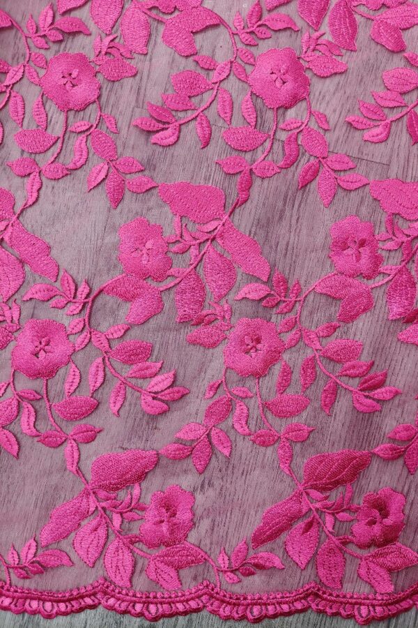 2D Flat Embroidered Tulle Fabric