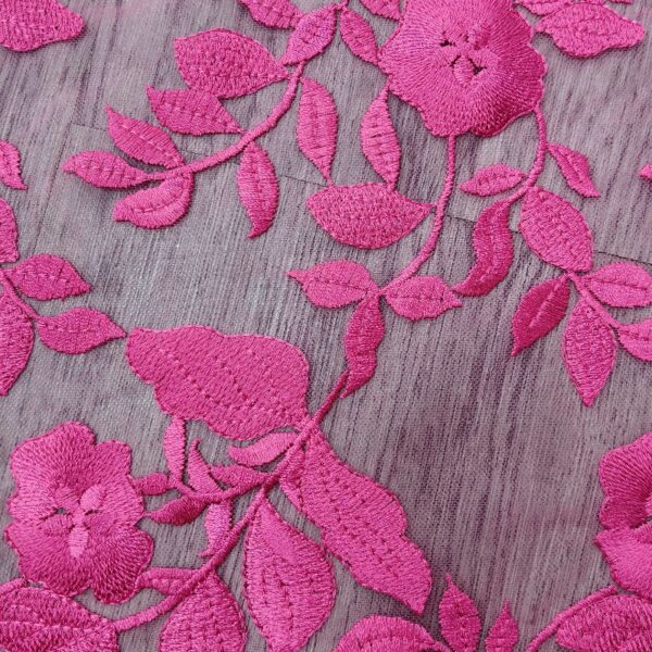 2D Flat Embroidered Tulle Fabric