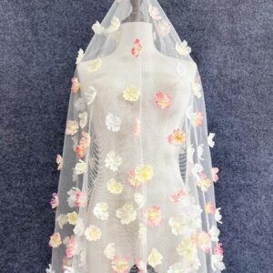 3D Iridescence Flower Tulle Fabric