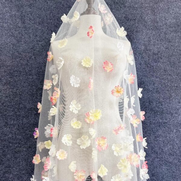 3D Iridescence Flower Tulle Fabric