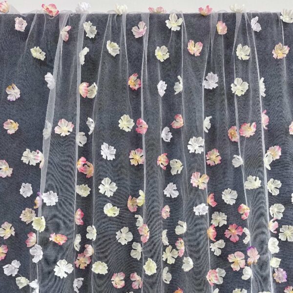 3D Iridescence Flower Tulle Fabric