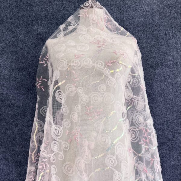 Tulle with 3D Flowers Fabric