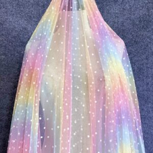 Flocked Rainbow Mesh Fabric