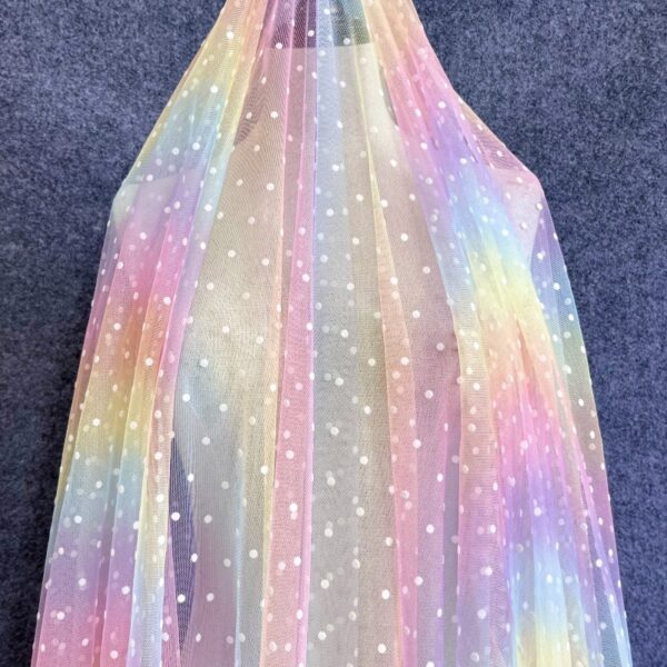 Flocked Rainbow Mesh Fabric