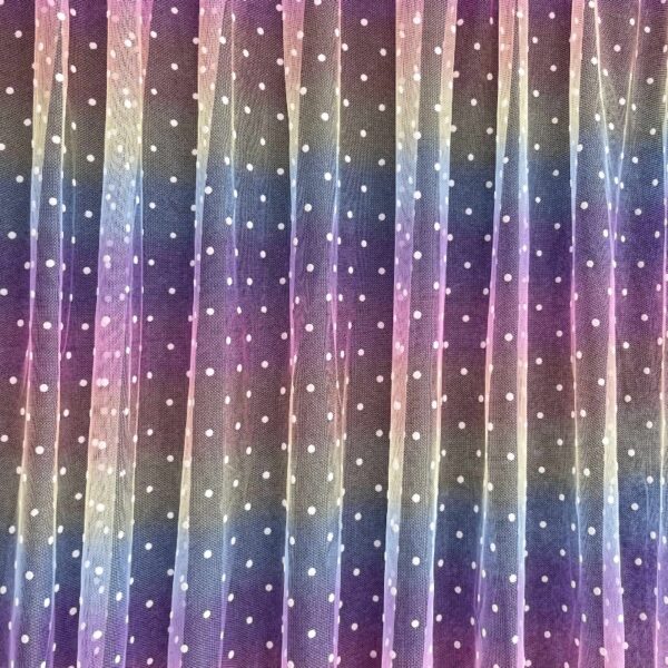 Flocked Rainbow Mesh Fabric