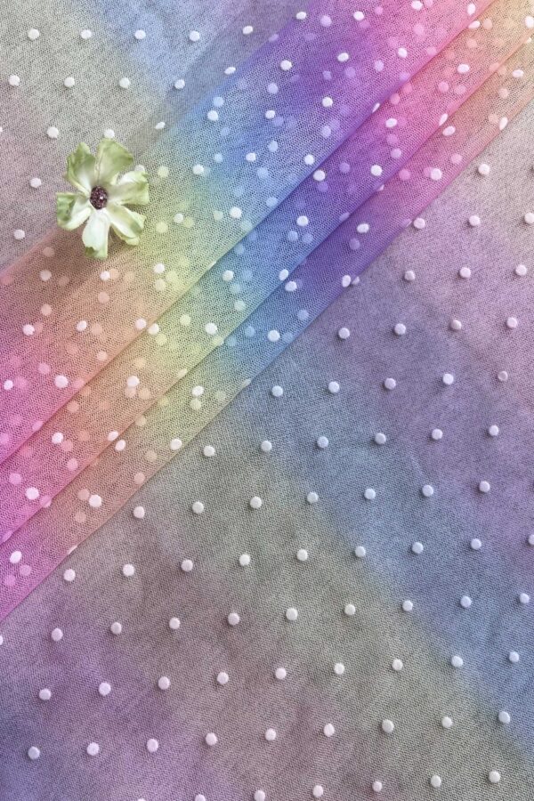Flocked Rainbow Mesh Fabric