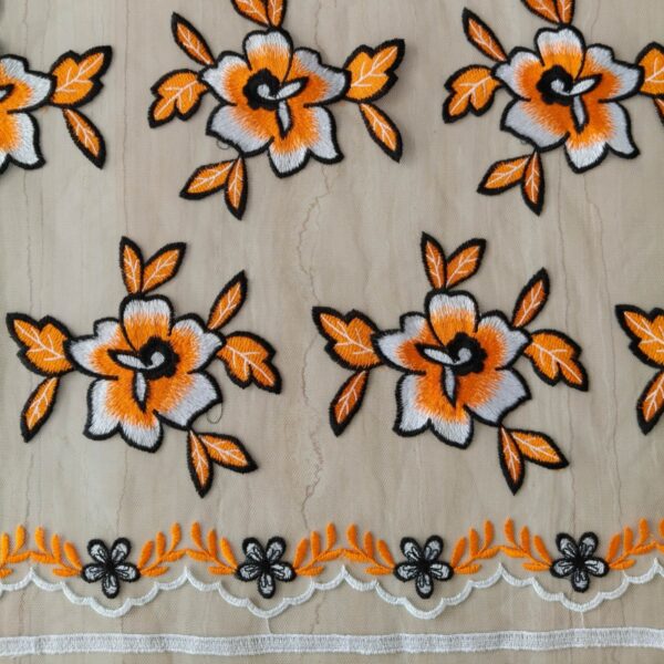 Luxury Lace Fabric with Multicolor Embroidery for Fashion Design