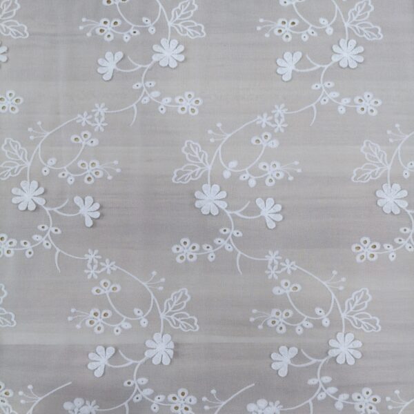 cotton floral vine eyelet embroidery fabric