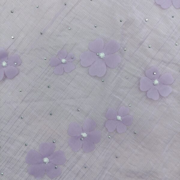 lavender floral embroidered mesh fabric