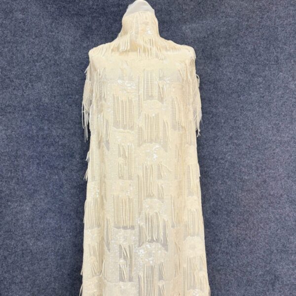 cream white sequin fringe fabric