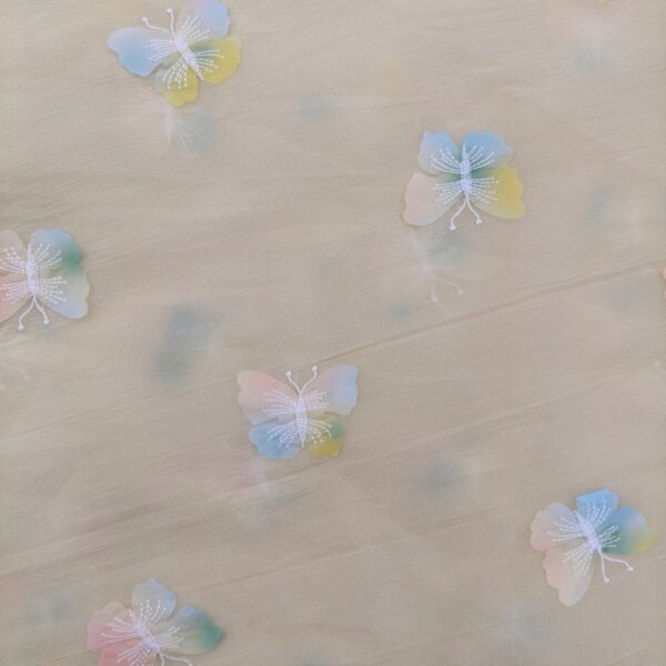 pastel butterfly embroidery fabric for bridal dress