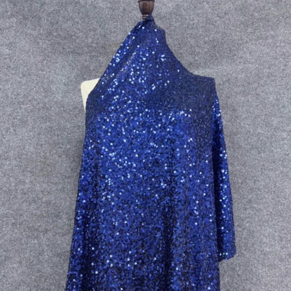 royal blue stretch sequin embroidered fabric