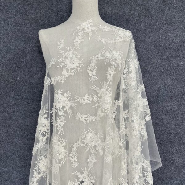 3D Butterfly Lace Fabric | French Embroidered Sequin Tulle for Bridal