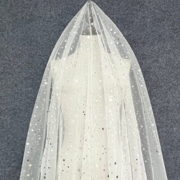 Star and Moon Sequin Tulle Fabric | Glitter Mesh for Kids Dresses & Decor