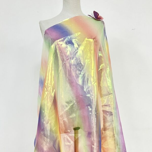 Metallic Rainbow Organza Fabric for Dresses, Festival Wear & Decor