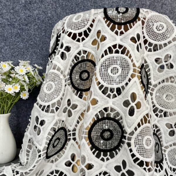 Geometric Eyeball Embroidery Lace Fabric