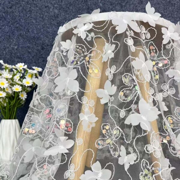 Premium Sequin Butterfly Mesh Fabric for Fashion Dresses